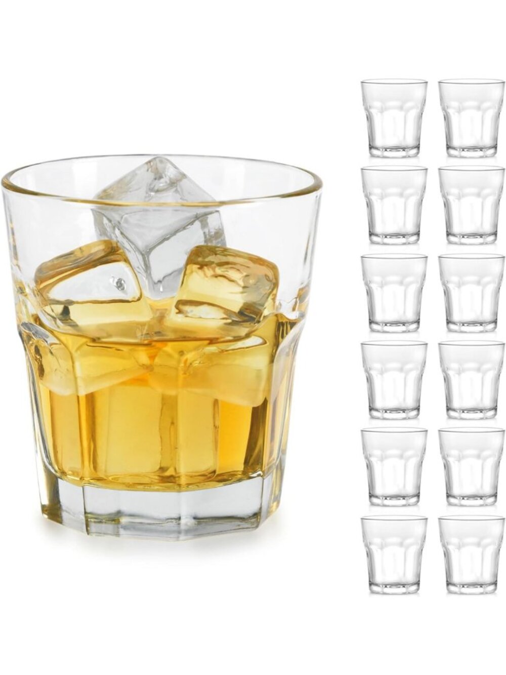 Thick Heavy Base Drinking Glass Set of 12 | 10-Ounce Barware Rocks Glasses